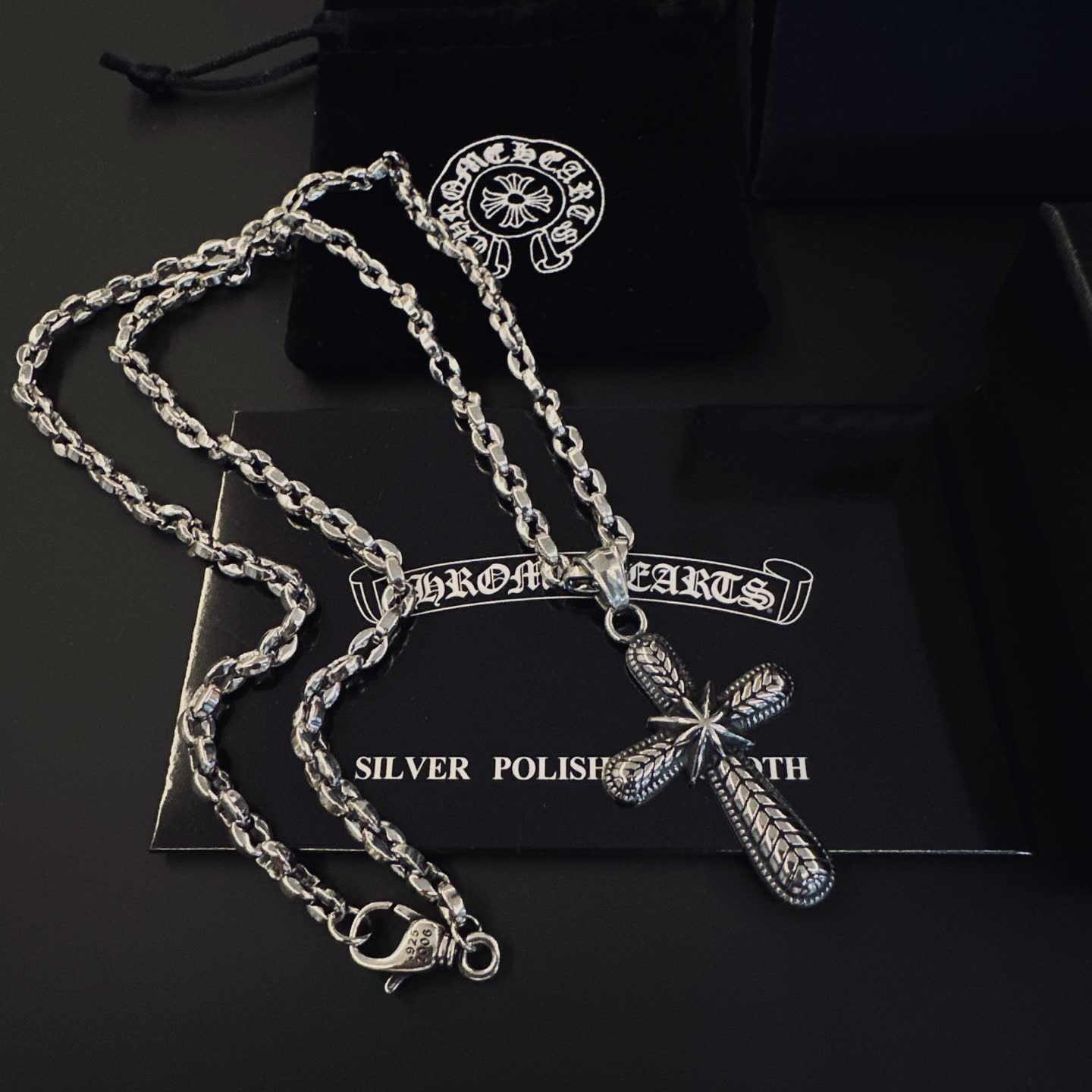 Chrome Hearts Silver Cross Pendant Necklace